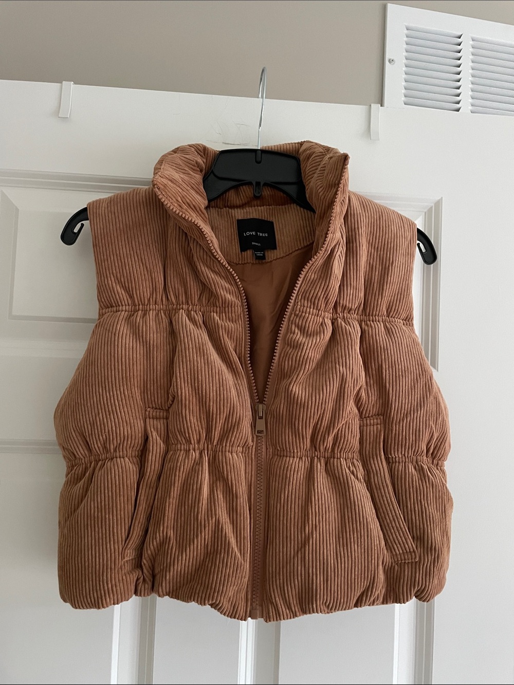 Love Tree Corduroy Puffer Vest in Rust Brown
